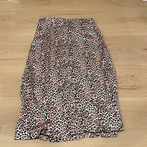 Zara Animal Print Midi Skirt - Black, White, Red